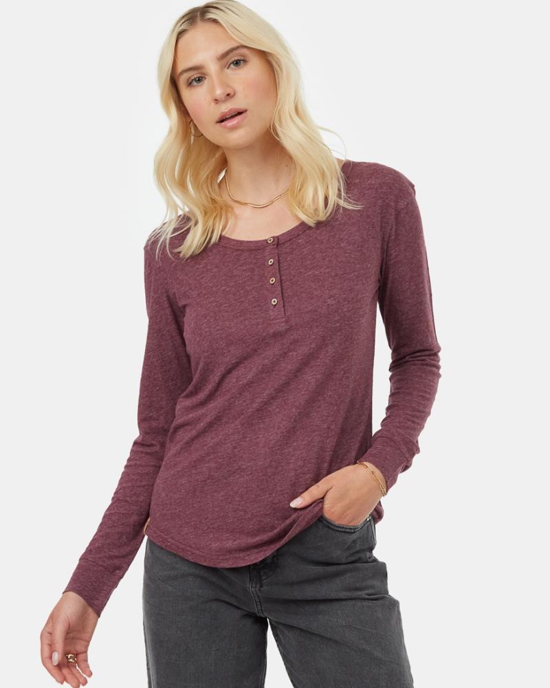 Hemp Henley LS - Womens - fig heather 1