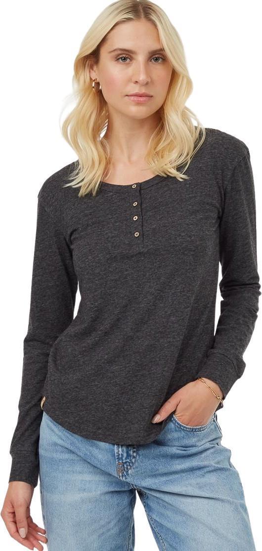Hemp Henley LS - Womens - meteorite black heather 1
