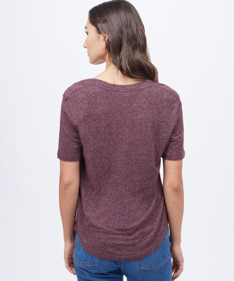 Hemp V-Neck T-Shirt - Womens - Mulberry 2