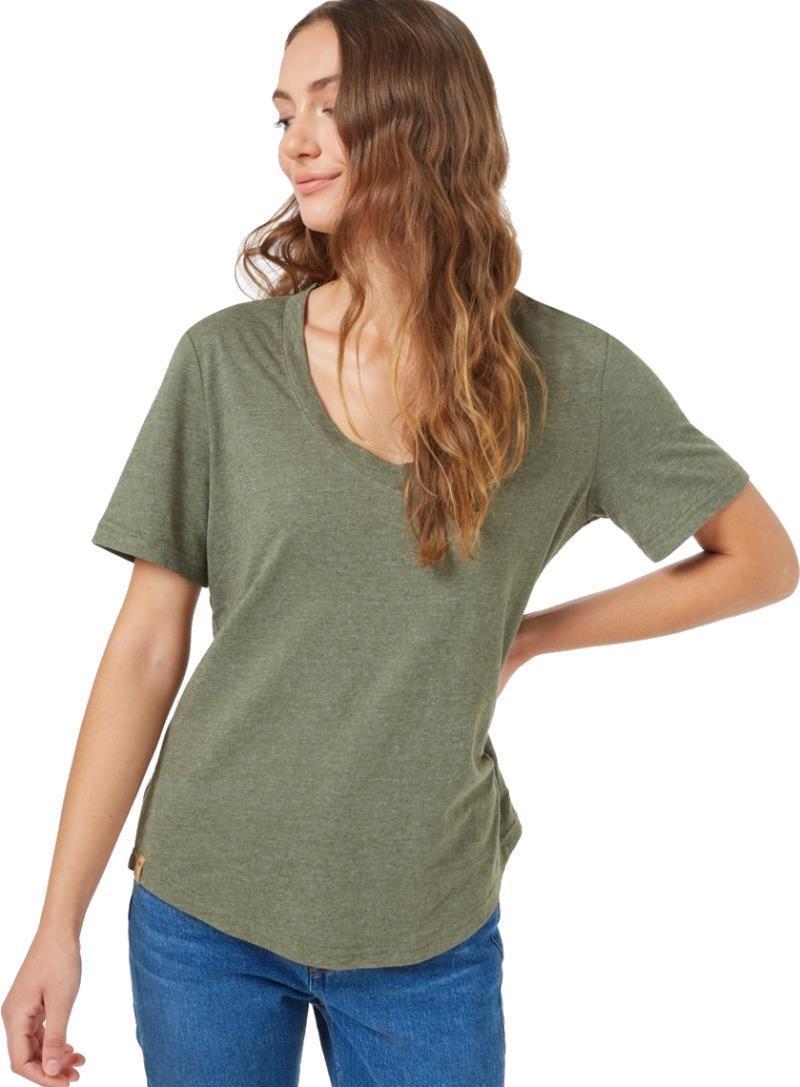 Hemp V-Neck T-Shirt - Womens - Olive Night Green 1