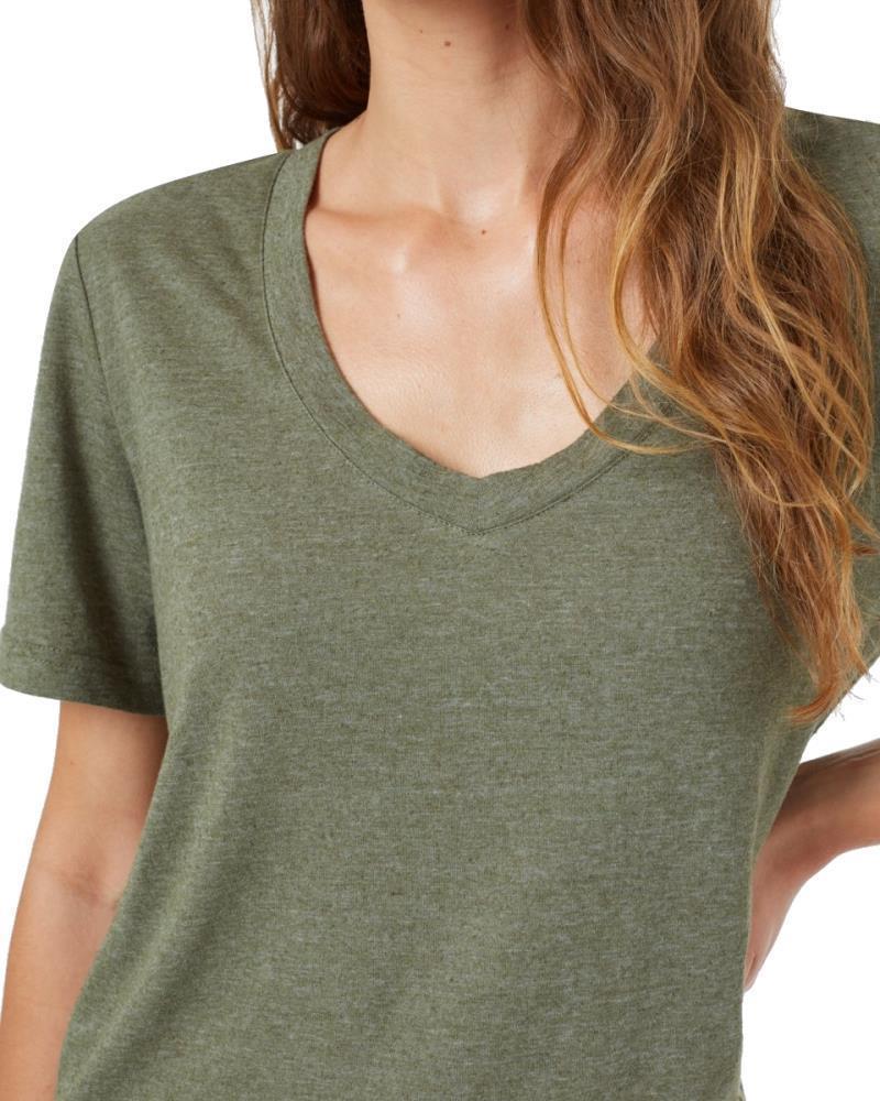 Hemp V-Neck T-Shirt - Womens - Olive Night Green 2