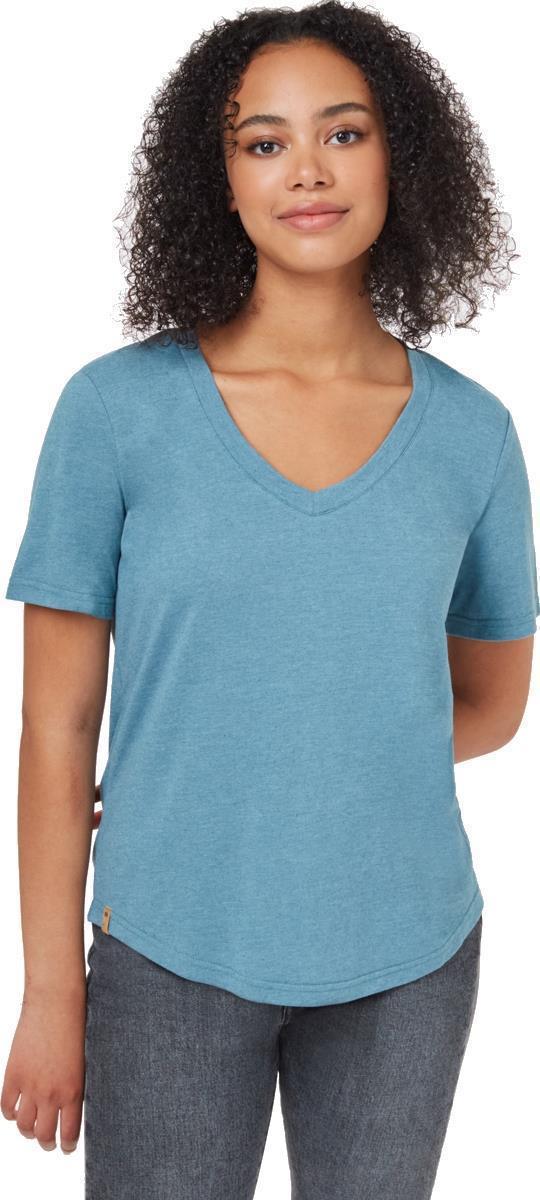 Hemp V-Neck T-Shirt - Womens - Tide Blue 1