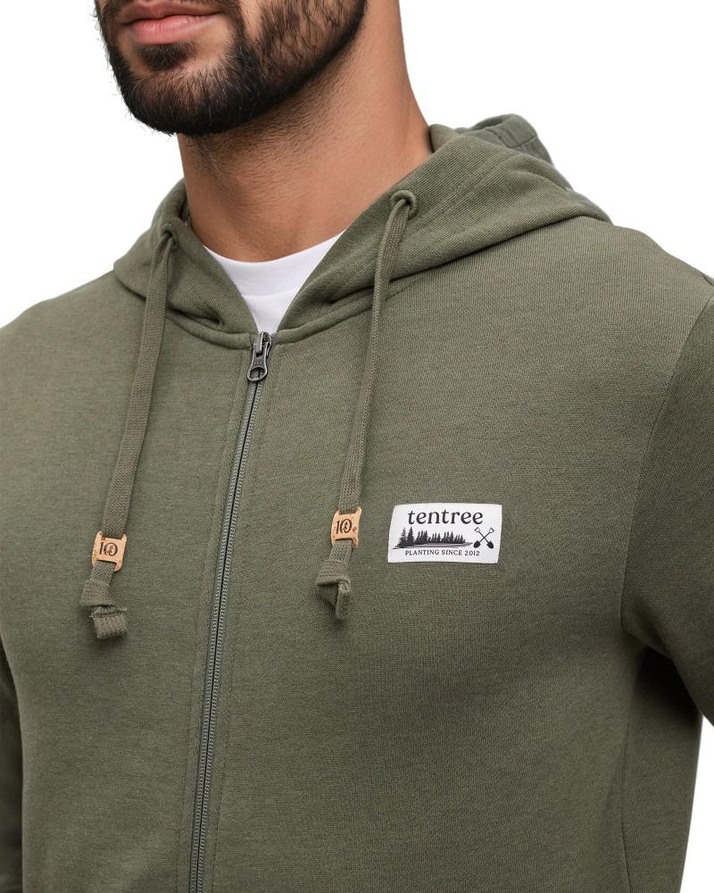 Heritage Landscape Full Zip Hoodie - Mens - deep olive / white oak 1