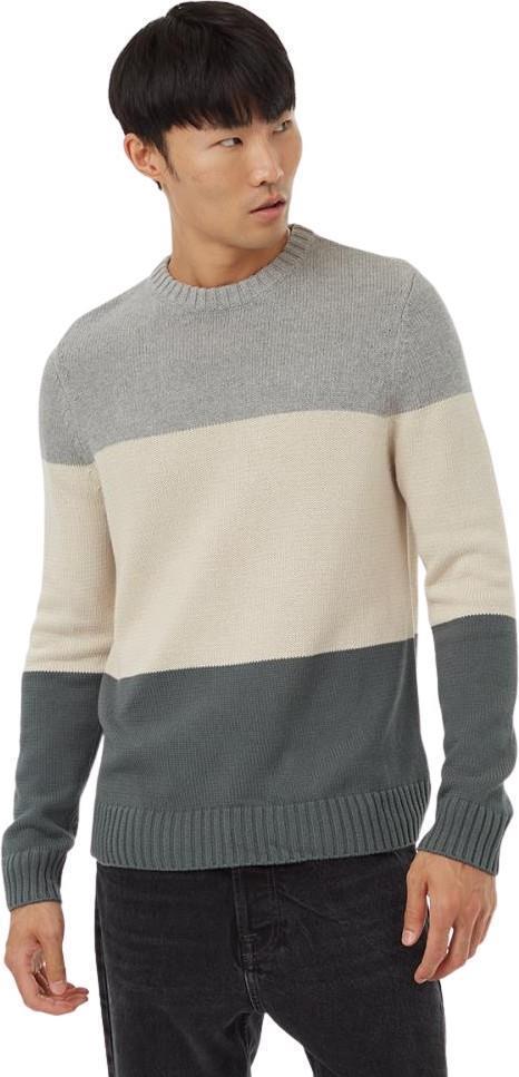 Highline Blocked Crew Sweater - Mens - grey heather / oatmeal / urban green 1