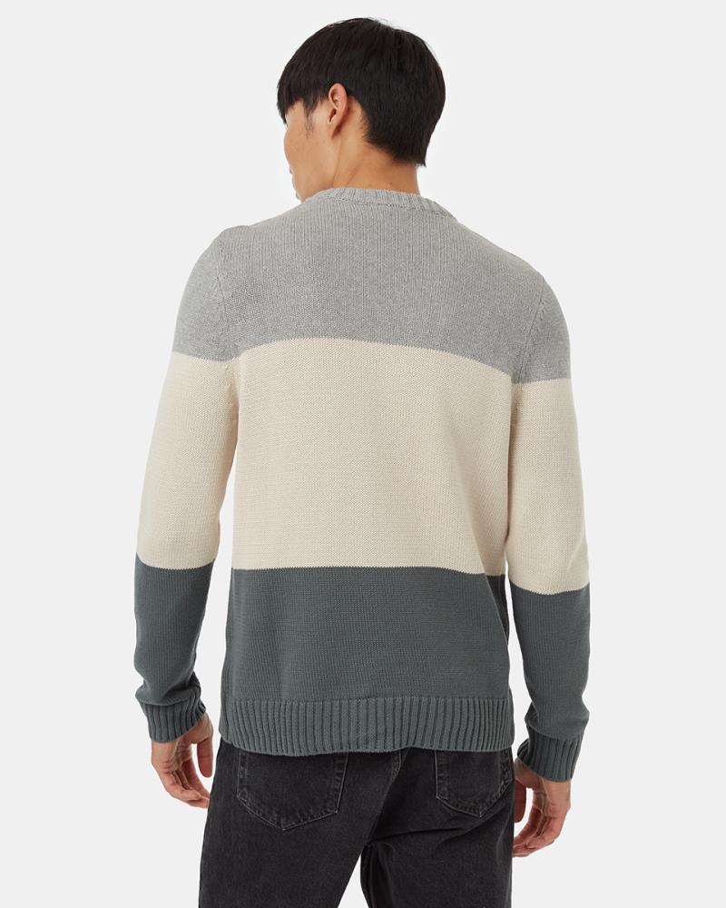 Highline Blocked Crew Sweater - Mens - grey heather / oatmeal / urban green 1