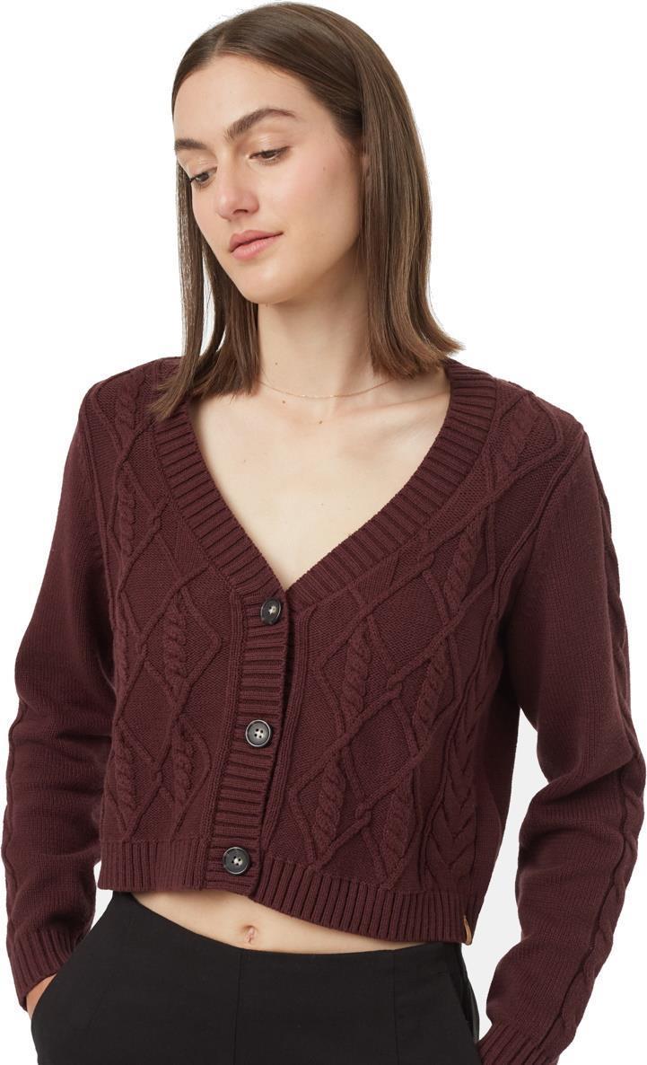 Highline Cabled Cardigan - Womens - mulberry 1