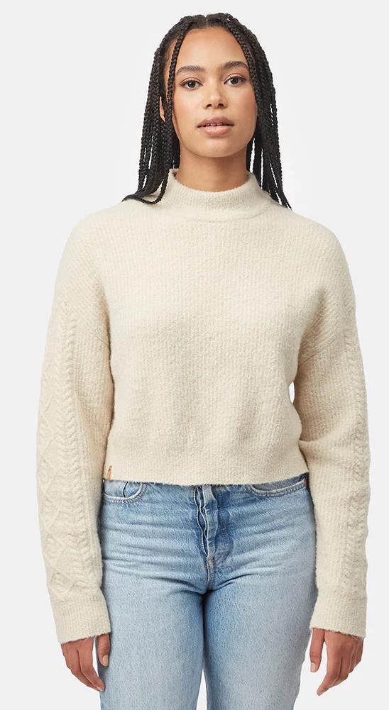 Highline Fuzzy Cable Sleeve Sweater - Womens - oatmeal heather 1