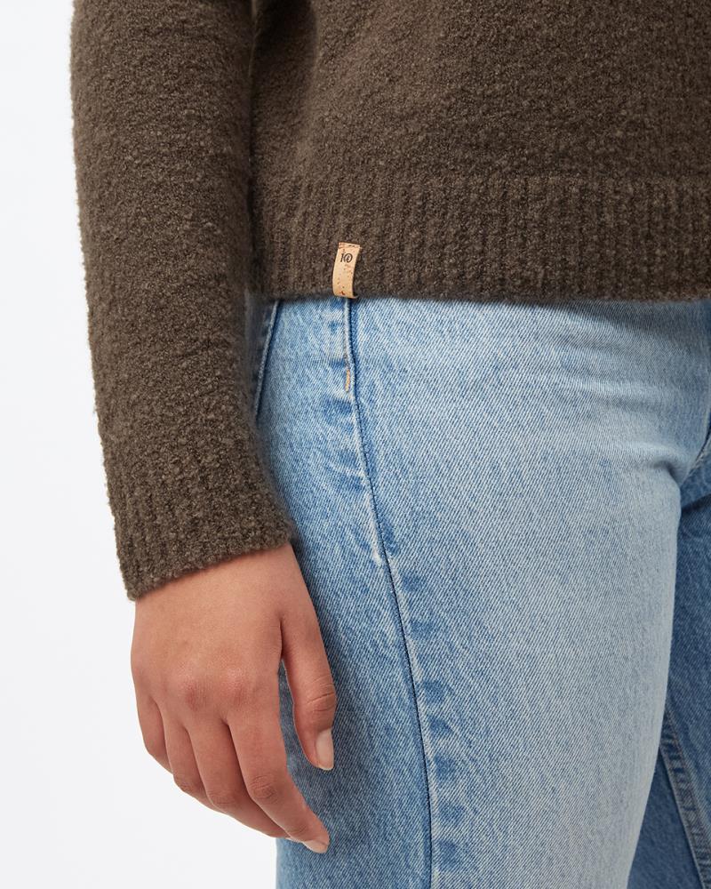 Highline Fuzzy Crew Sweater - Womens - black olive green 1