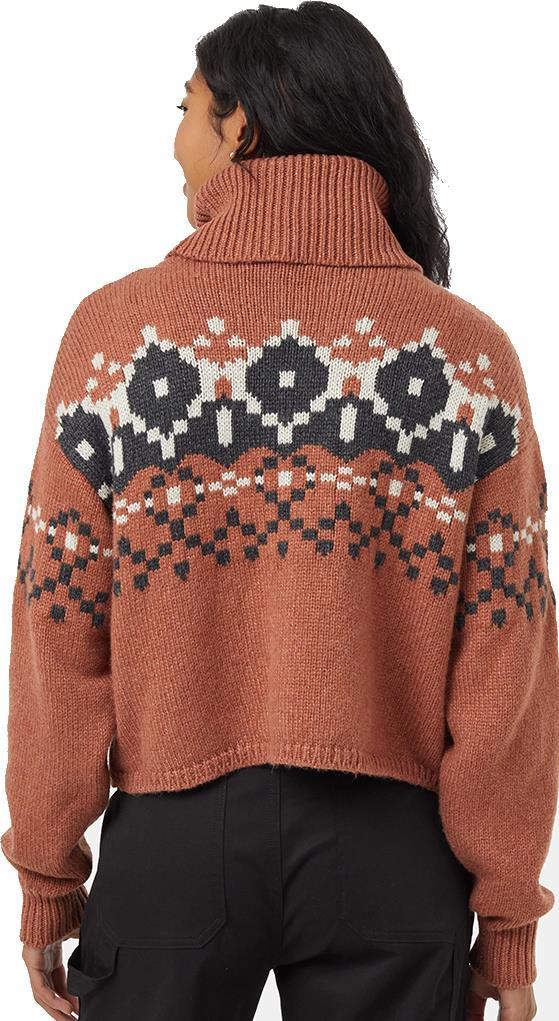 Highline Intarsia Turtleneck Sweater - Womens - Clay Tile Heather / Dark Grey Heather / Pale Oak H 2