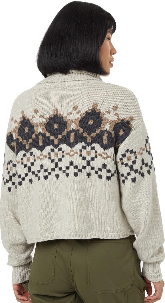 Highline Intarsia Turtleneck Sweater - Womens - pale oak heather / dark grey heather / fossil heat 1
