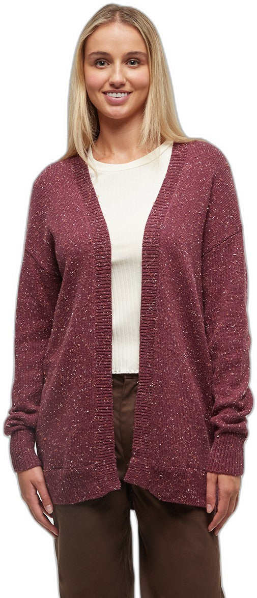 Highline Mid Length Nep Cardigan - Womens - deep burgundy nep 1