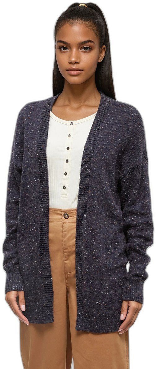 Highline Mid Length Nep Cardigan - Womens - midnight blue nep 1