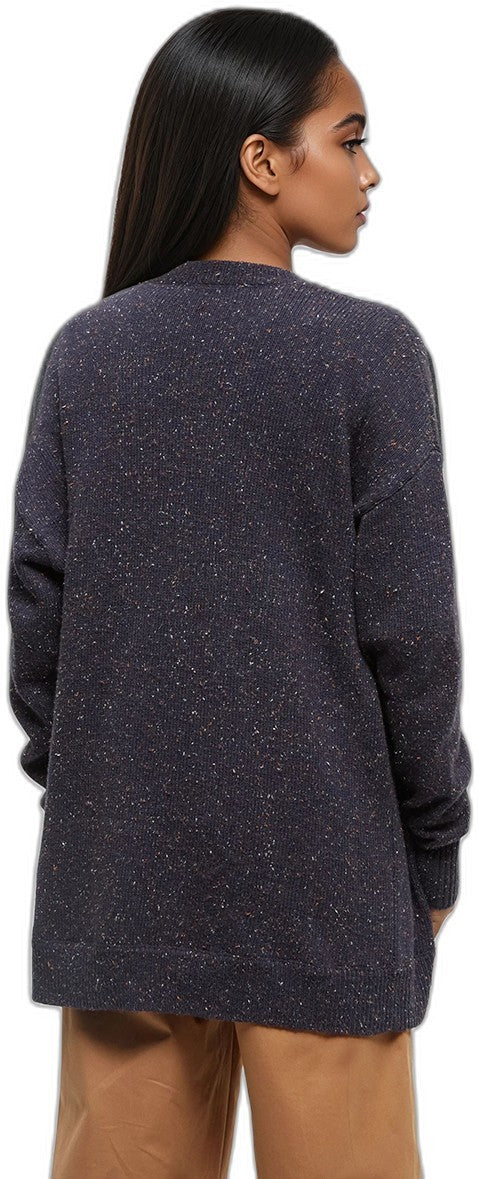Highline Mid Length Nep Cardigan - Womens - midnight blue nep 1