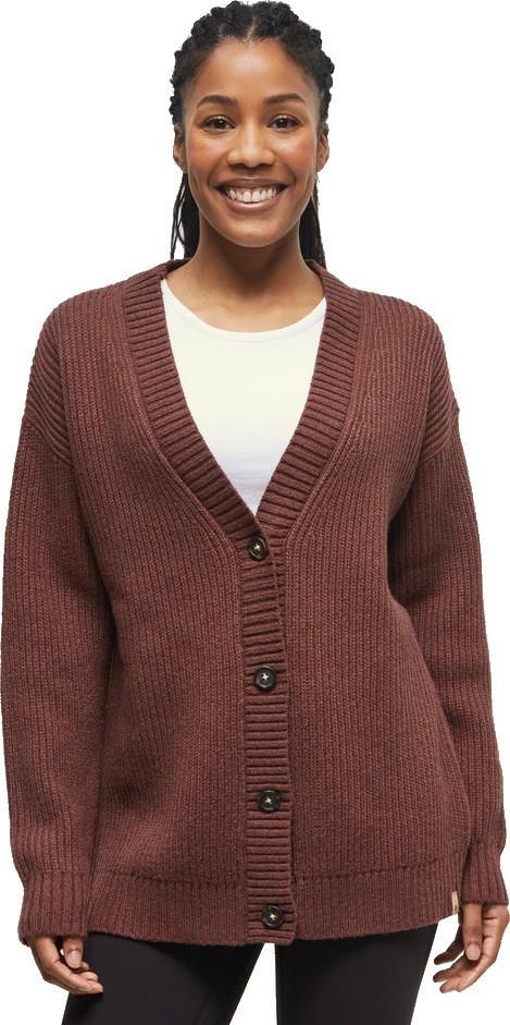 Highline Oversized Button Cardigan - Womens - deep mahogany heather 1