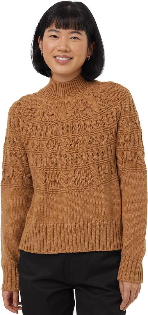Highline Pom Mock Neck Sweater - Womens - Camel Heather 1