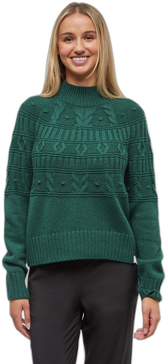 Highline Pom Mock Neck Sweater - Womens - forest pine heather 1