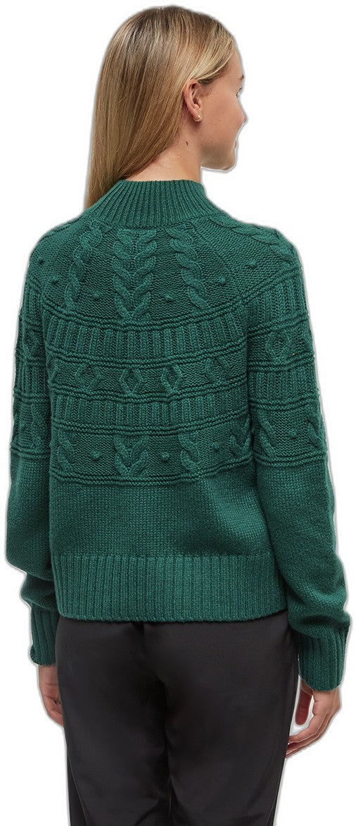 Highline Pom Mock Neck Sweater - Womens - forest pine heather 1