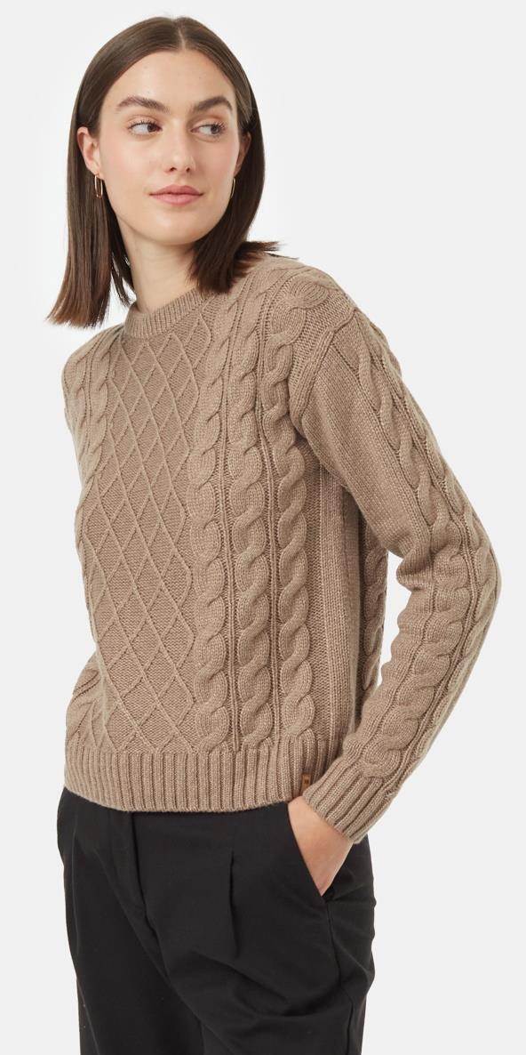 Highline Wool Cable Crew - Womens - Fossil Heather 2
