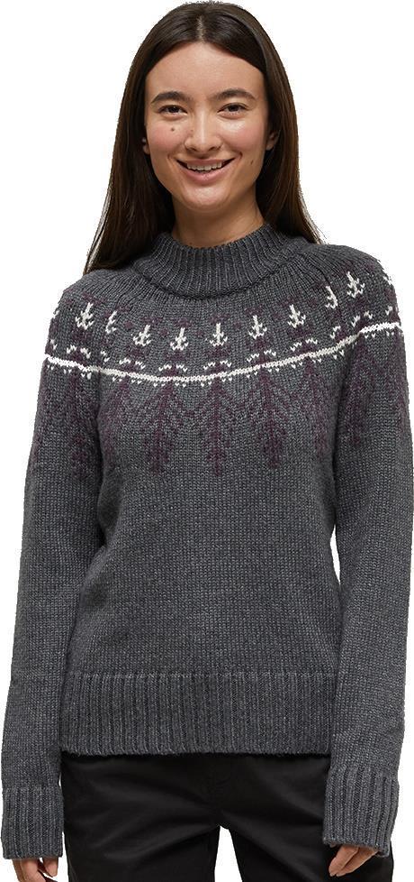 Highline Wool Intarsia Sweater - Womens - dark grey heather / midnight plum / fossil heather 1
