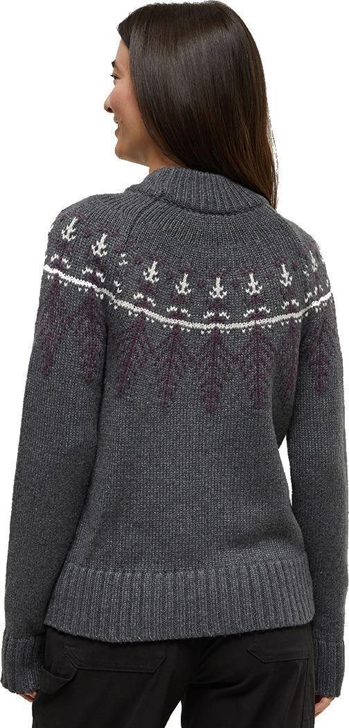 Highline Wool Intarsia Sweater - Womens - dark grey heather / midnight plum / fossil heather 1