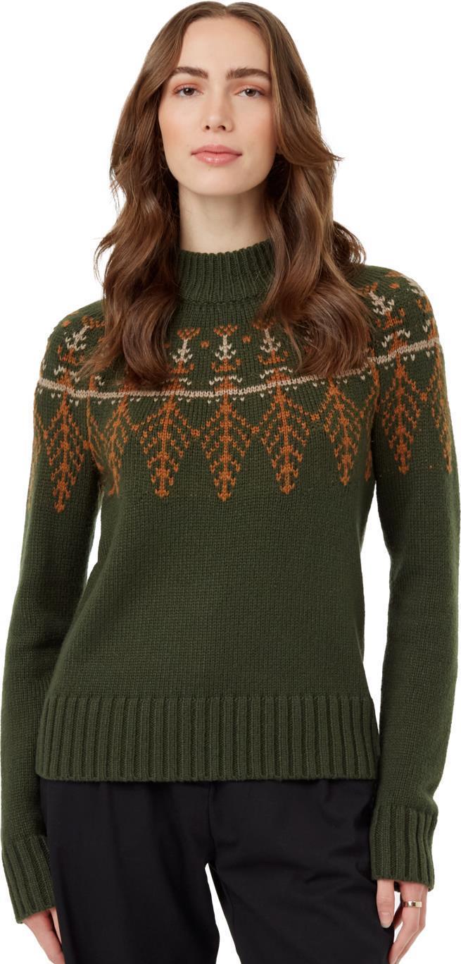 Highline Wool Intarsia Sweater - Womens - dark kombu green / slate brown heather / fossil he 1