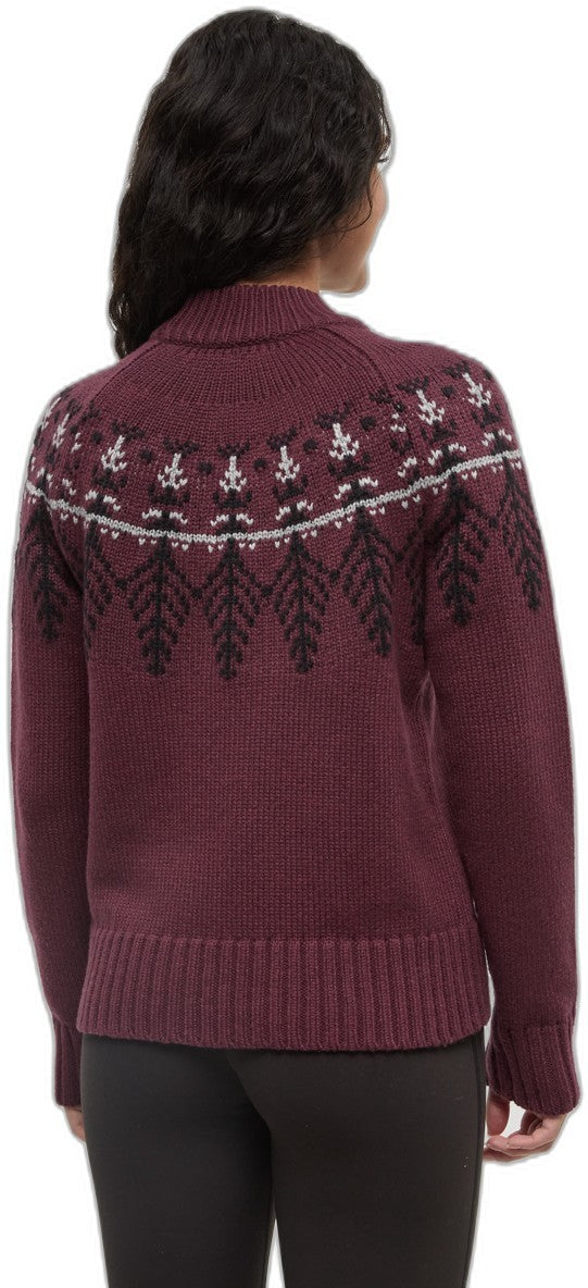 Highline Wool Intarsia Sweater - Womens - deep burgundy heather / meteorite black / harbour 1