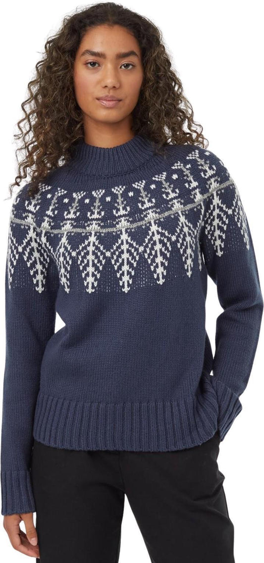 Highline Wool Intarsia Sweater - Womens - dress blue / oatmeal 1
