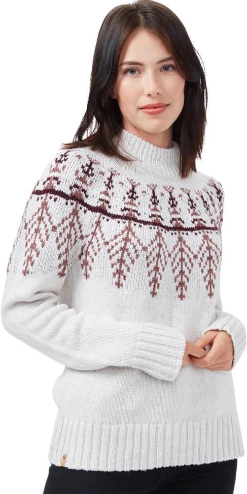 Highline Wool Intarsia Sweater - Womens - oatmeal heather / mesa red / mulberry 1