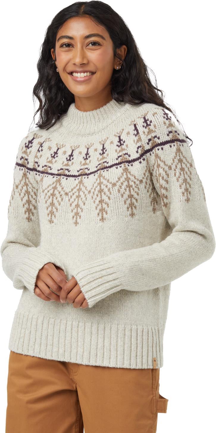 Highline Wool Intarsia Sweater - Womens - pale oak heather / fossil heather / midnight plum 1