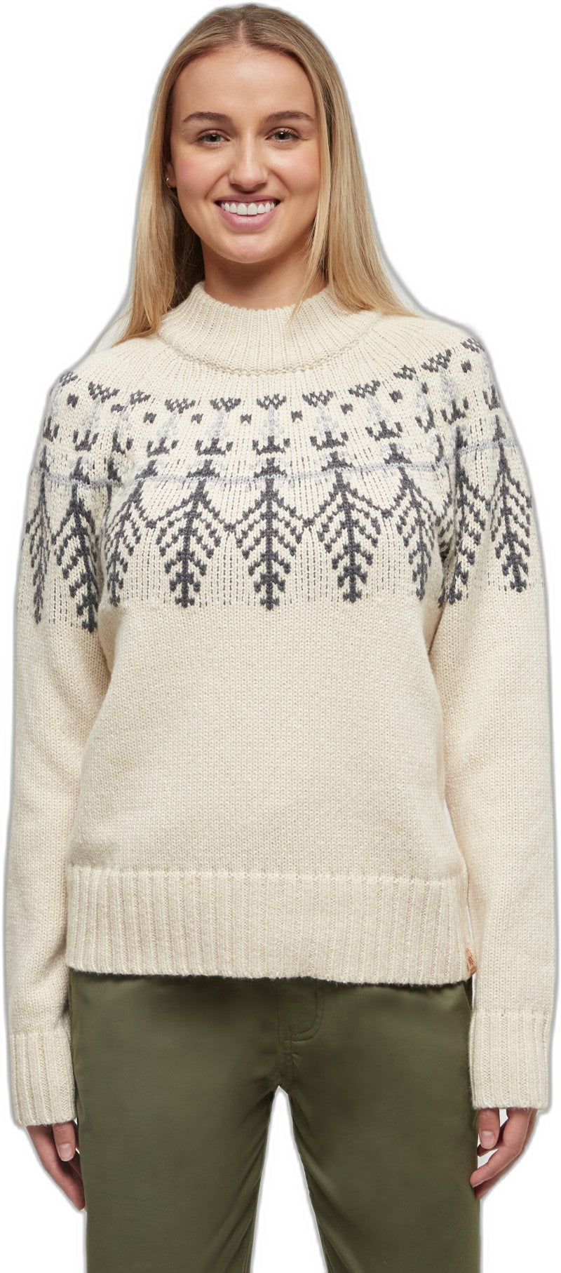 Highline Wool Intarsia Sweater - Womens - warm oak heather / dark grey heather / harbour gre 1