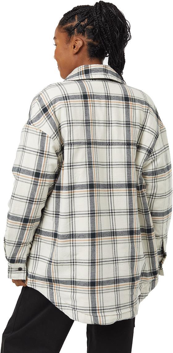 Kapok Flannel Insulated Shacket - Womens - vintage white / mineral / window plaid 1