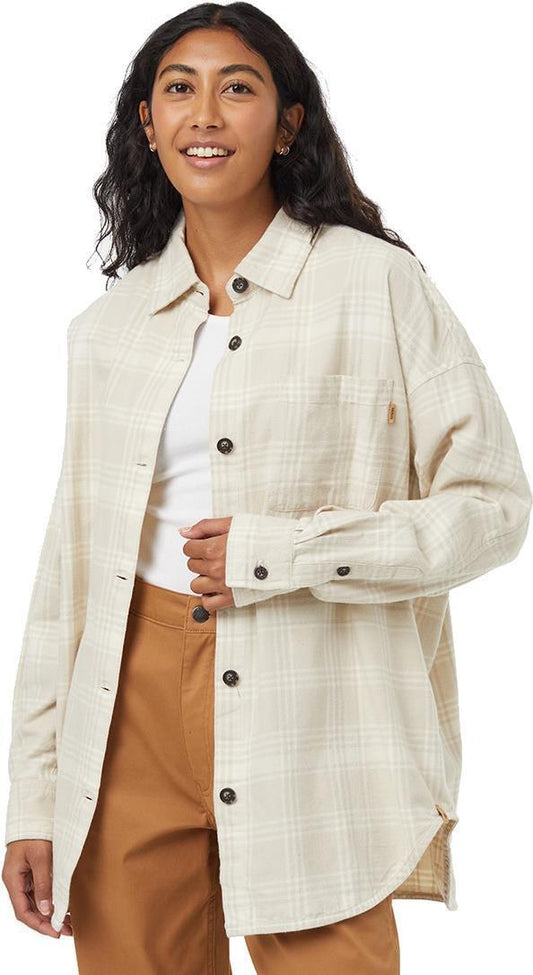 Kapok Flannel Shirt - Womens - Pale Oak / Vintage White 1