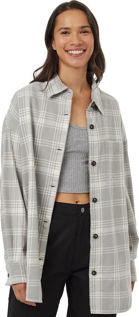 Kapok Flannel Shirt - Womens - Stone Grey / Window Plaid 1