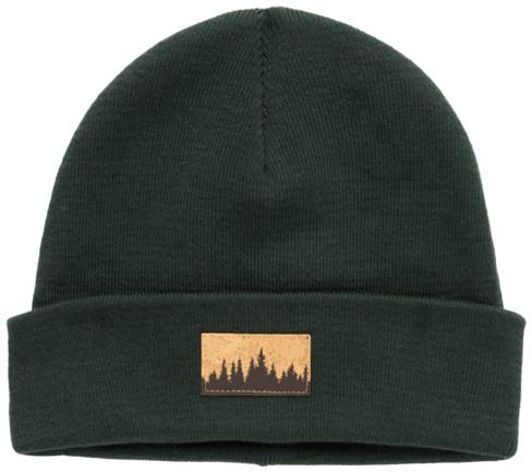 Kurt Juniper Patch Beanie - dark forest green / cork patch 1