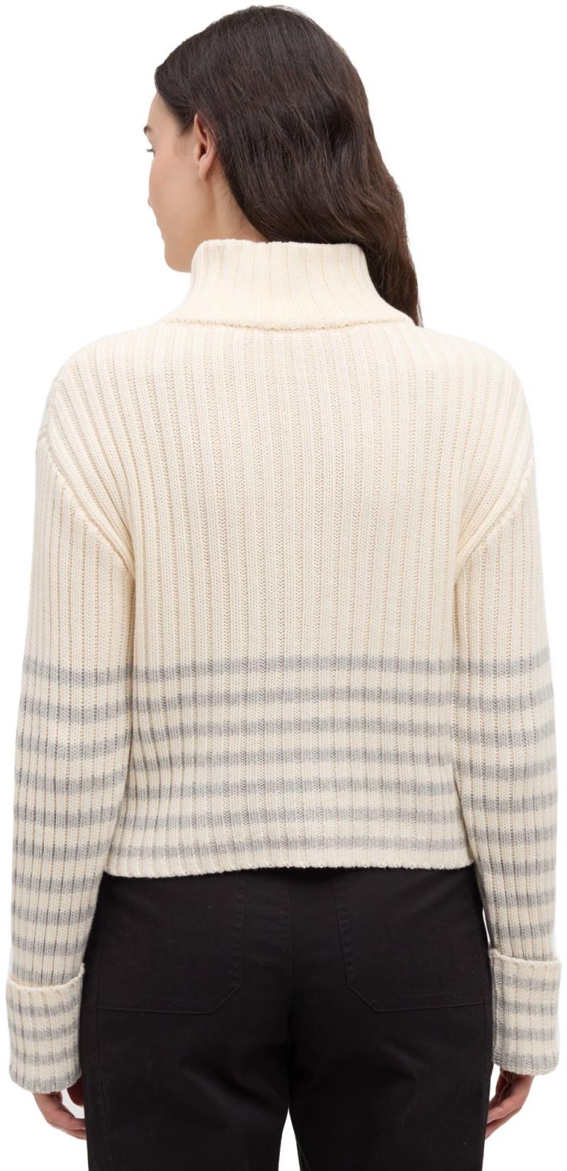 Monarch Cardigan - Womens - cotton white / light grey heather barre stripe 1