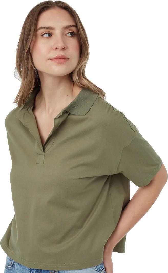 Oversized Polo Shirt - Womens - deep lichen green 1