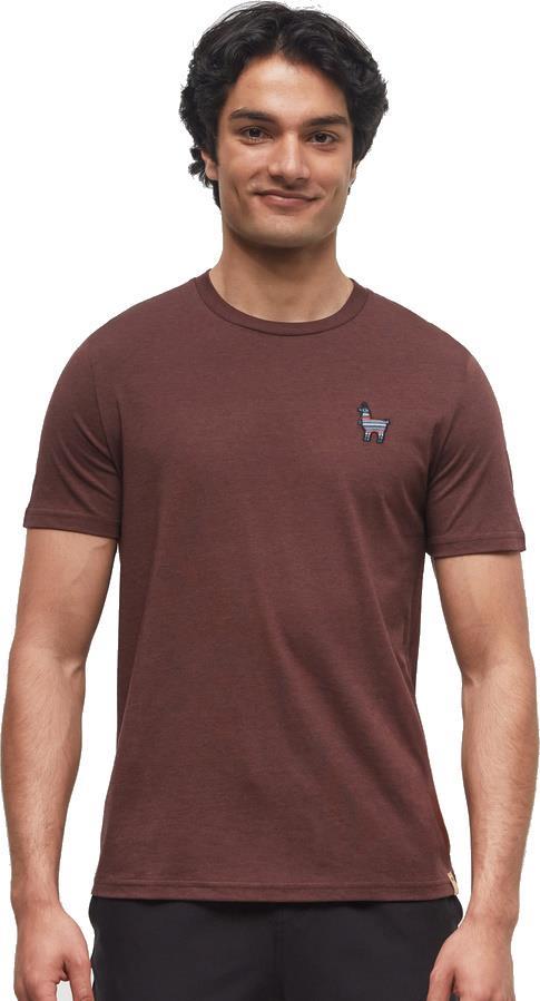 Peru Embroidered Llama T-Shirt - Mens - deep mahogany / tide 1
