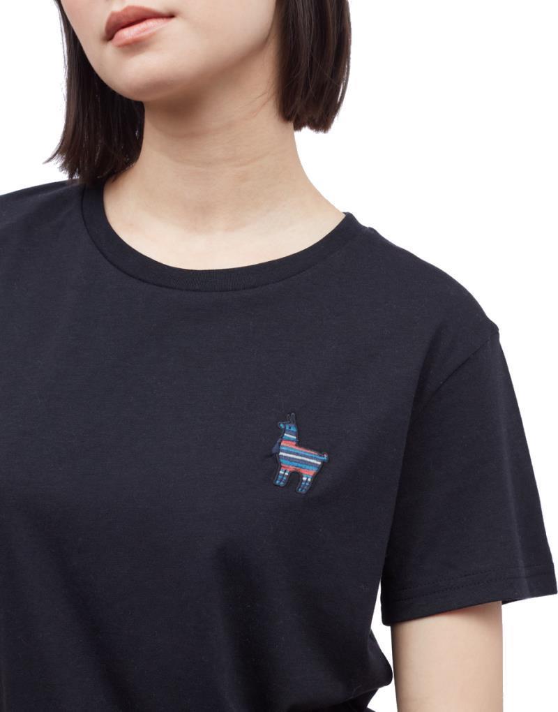 Peru Embroidered Llama T-Shirt - Womens - meteorite black 1