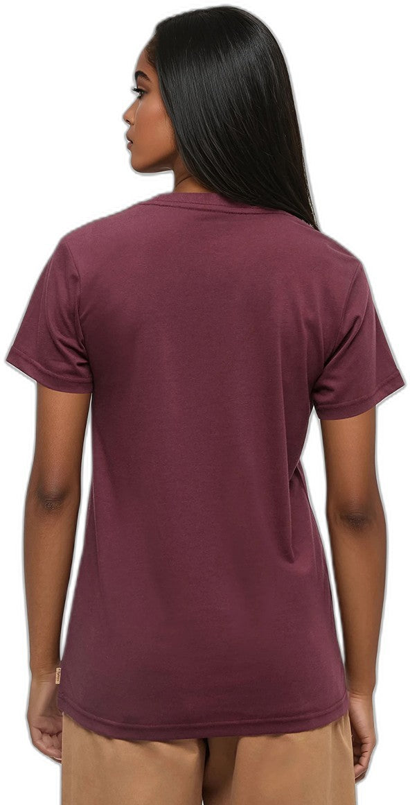 Plant T-Shirt - Womens - deep burgundy / warm oak 1
