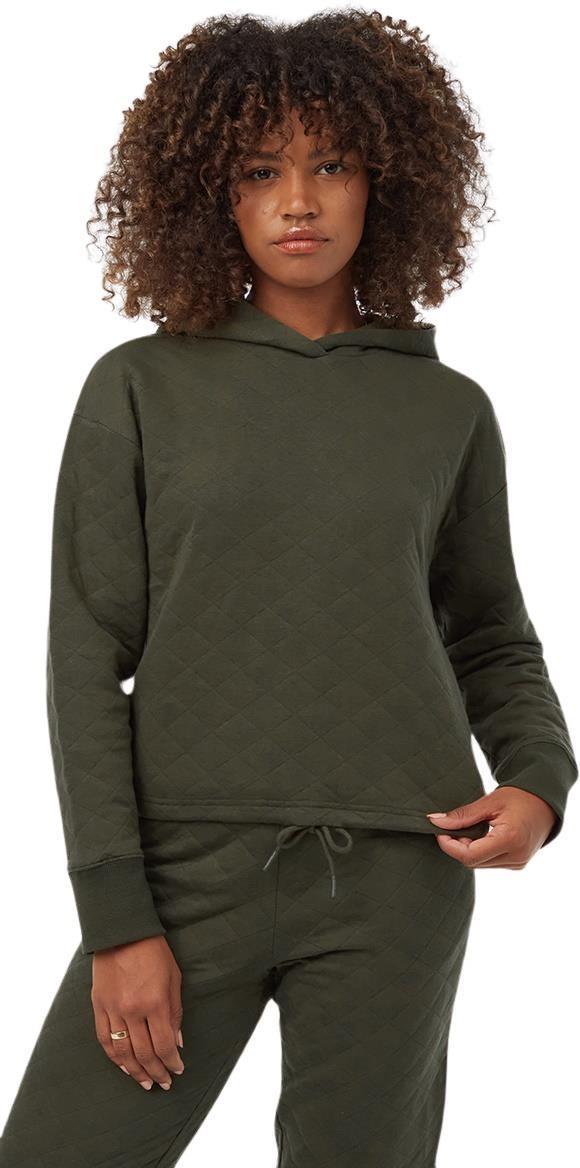 Quilted Hoodie - Womens - dark kombu green 1