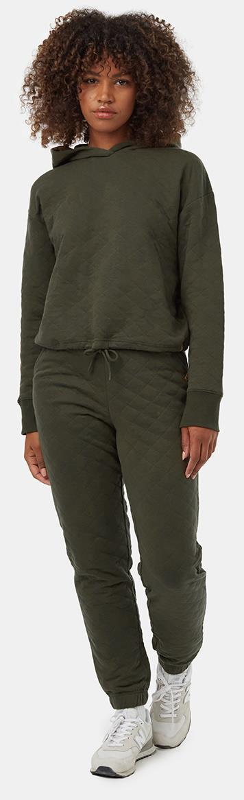 Quilted Hoodie - Womens - dark kombu green 1