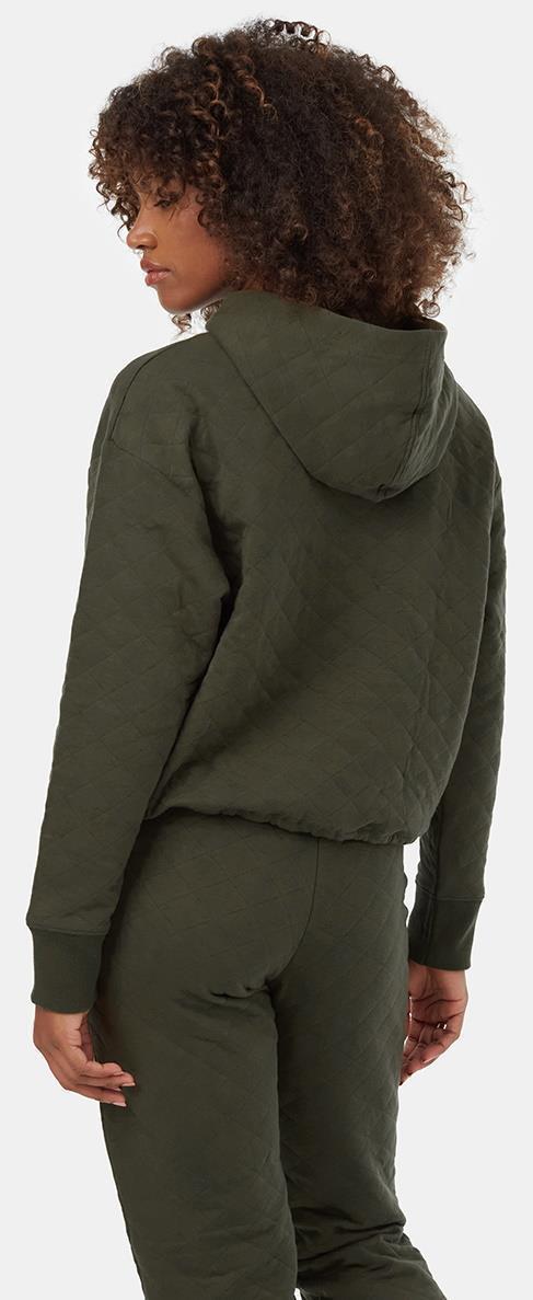 Quilted Hoodie - Womens - dark kombu green 1