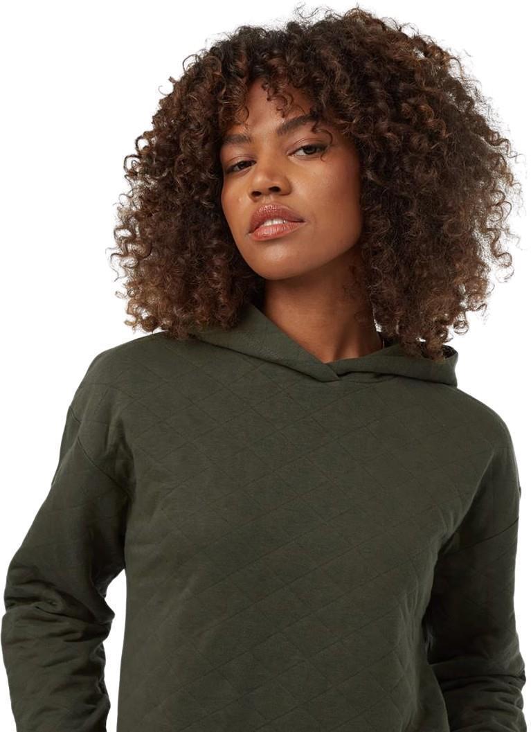 Quilted Hoodie - Womens - dark kombu green 1