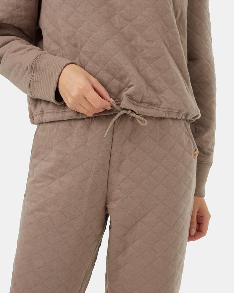 Quilted Hoodie - Womens - fossil 1