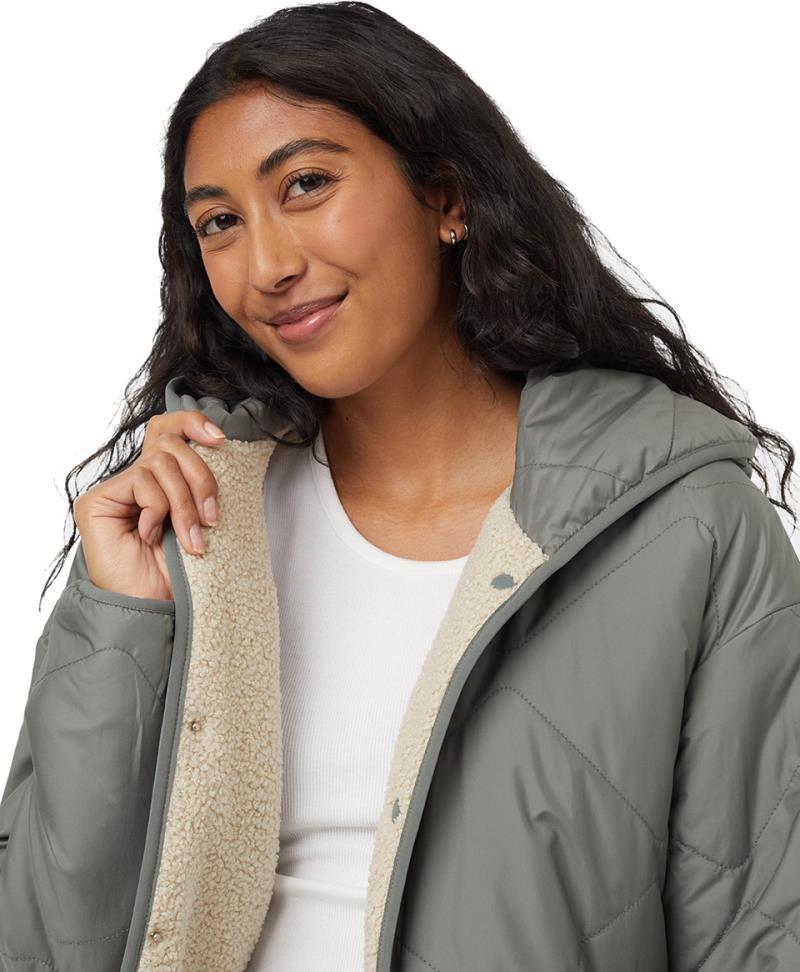 Recycled Boucle Reversible Long Jacket - Womens - mineral / pale oak 1