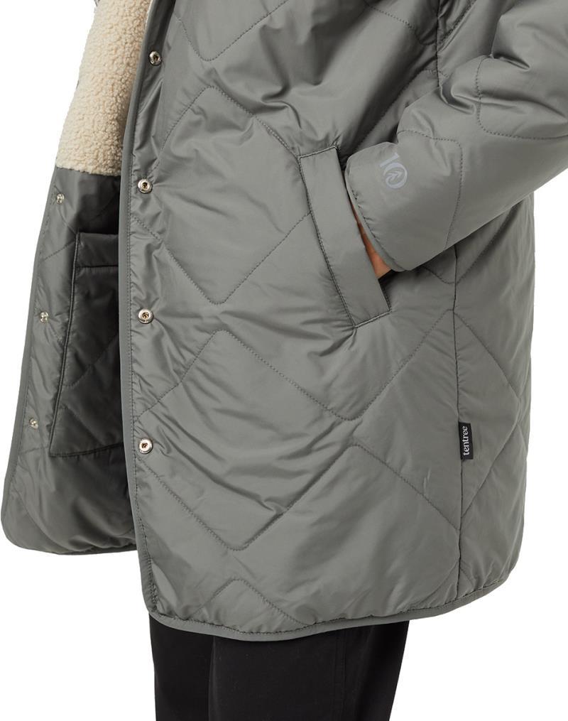 Recycled Boucle Reversible Long Jacket - Womens - mineral / pale oak 1