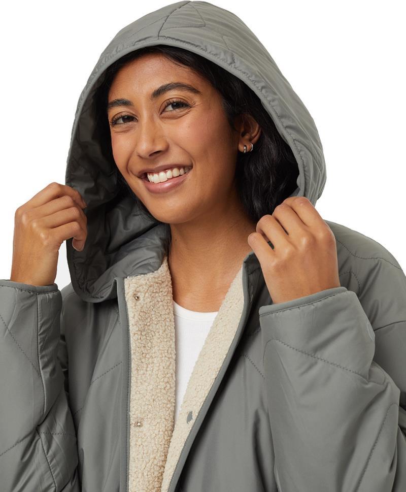 Recycled Boucle Reversible Long Jacket - Womens - mineral / pale oak 1