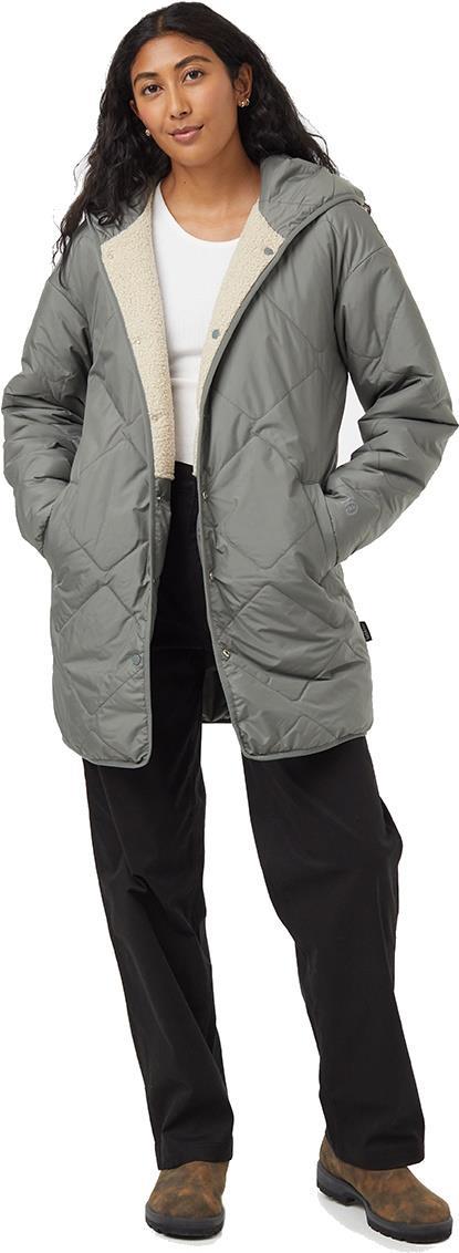 Recycled Boucle Reversible Long Jacket - Womens - mineral / pale oak 1
