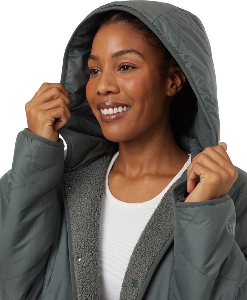 Recycled Boucle Reversible Long Jacket - Womens - urban green / mineral 1