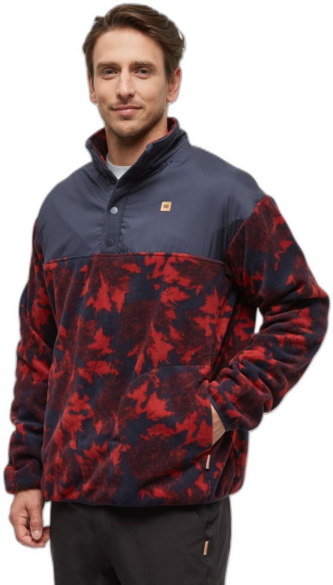 Recycled MicroFleece Contrast 1/4 Snap - Mens - maple print / midnight blue 1